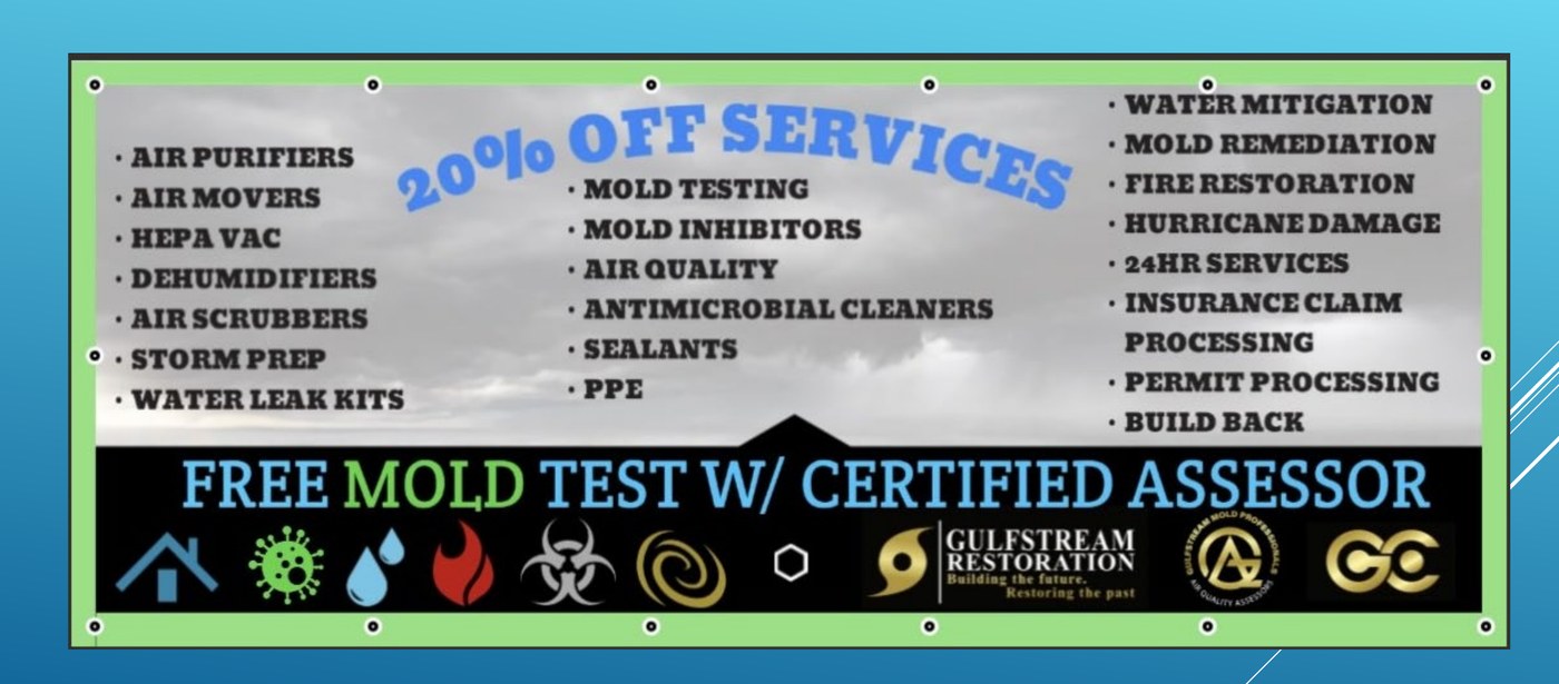 Gulfstream Restoration storm preparedness and mold testing services banner
